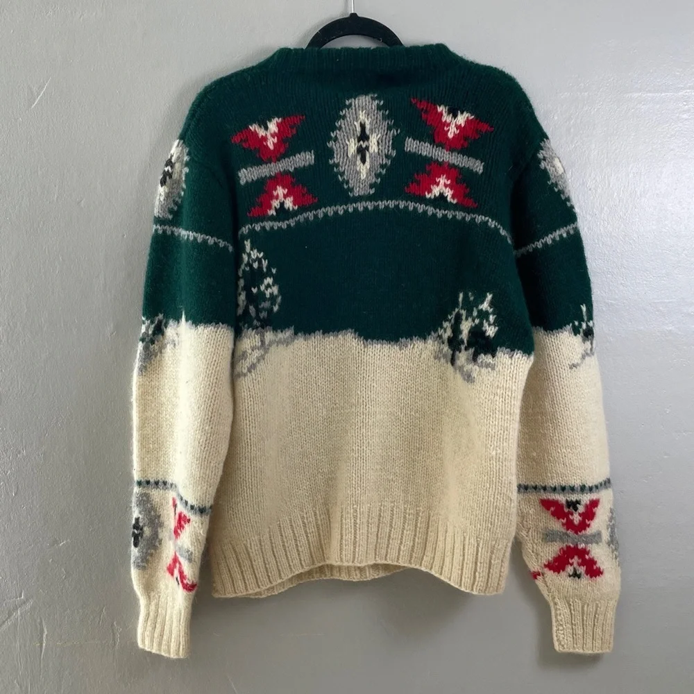 90s Vintage Polo Ralph Lauren Dog Sled Landscape Native Knit Sweater